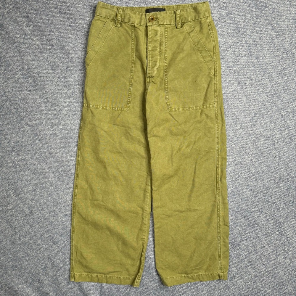 J. Crew Factory Olive Green Cropped Wide-Leg Pants